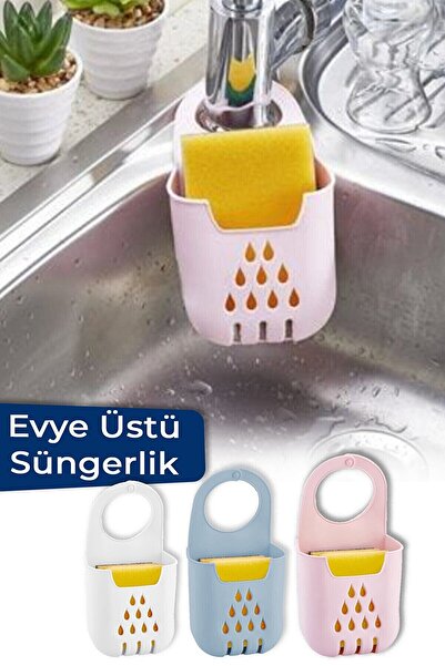 MİMOZA PARK Asılabilir Süngermatik Silikon Bulaşık Süngerlik Ve Evye Düzenleyici (SÜNGER HEDİYELİ)