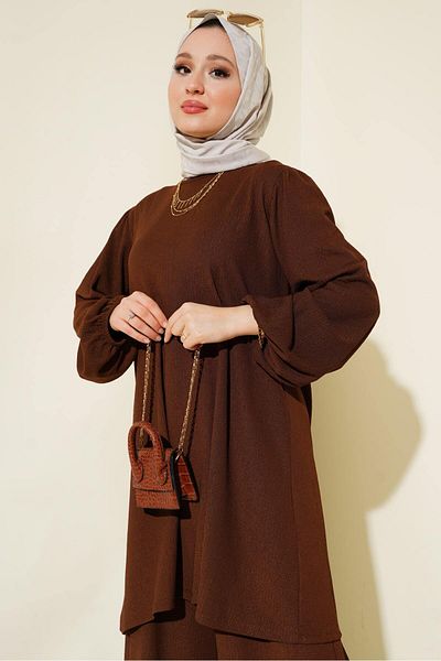 Bigdart Braunes Tunika- und Hosenset - Damen 6663