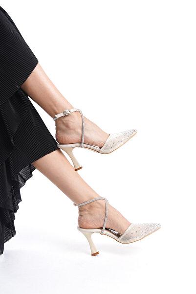 Moda Değirmeni Stone Detailed Ankle Strap Women's Evening Dress Shoes - BG1181-121-0005