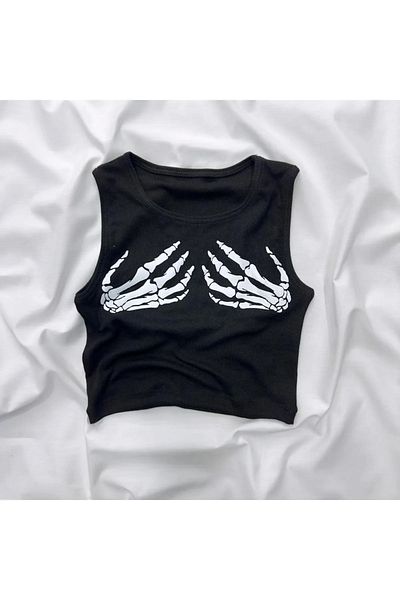 Gofeel Y2k Skeleton Detail Tech Crop Tank