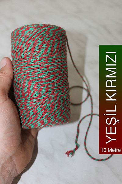 Bevella Macrame Cord 10 Meters Gift Packing Lanyard - Marteniçka, Red and White New Year Lanyard