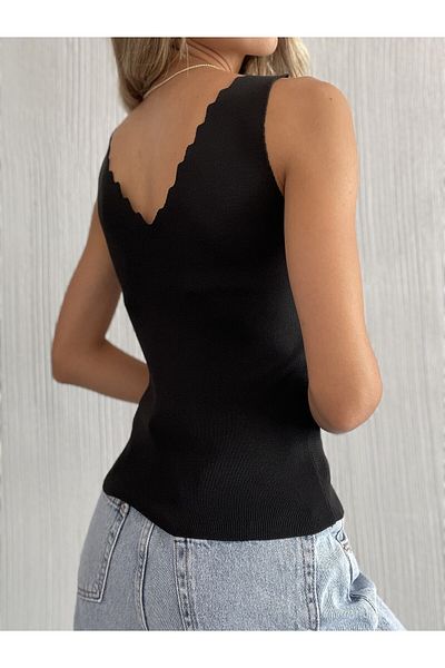 Jose Clothing Bluză de tricotaj pentru damă cu guler la scară - cu bretele