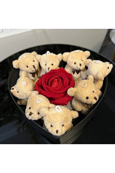 Flurose Sevgi Dolu Kalpli Hediye Kutu: 8 Adet Sevimli Ayıcıklı ve Solmayan Kı...