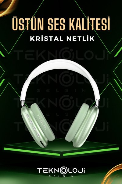 Teknoloji Gelsin P9 Pro Bluetooth Kulaklık Kulak üstü Stereo Extra Bass Ses Kalitesi iOS ve Android Uyumlu  Aux/Sd/Fm
