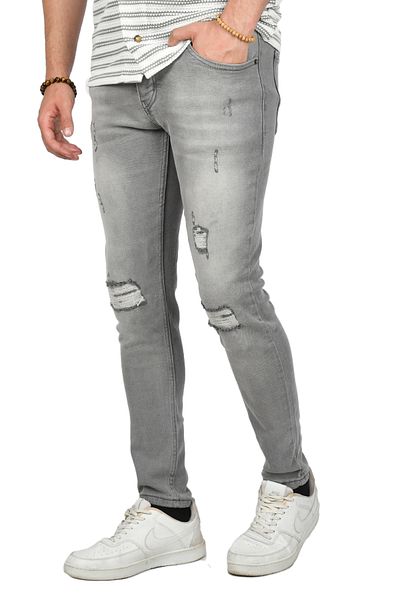 DeepSEA Blugi slim pentru bărbați, gri, tăiați cu laser 2406552