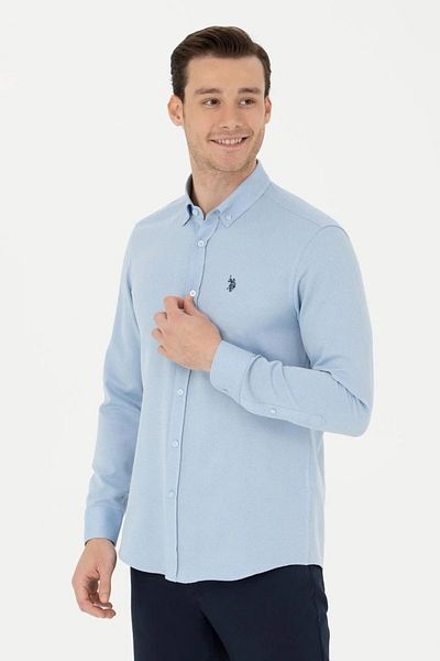 U.S. Polo Assn. Мъжка синя риза с дълъг ръкав