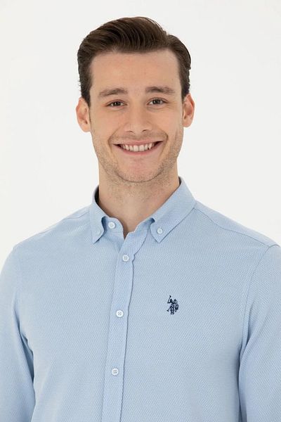 U.S. Polo Assn. Мъжка синя риза с дълъг ръкав