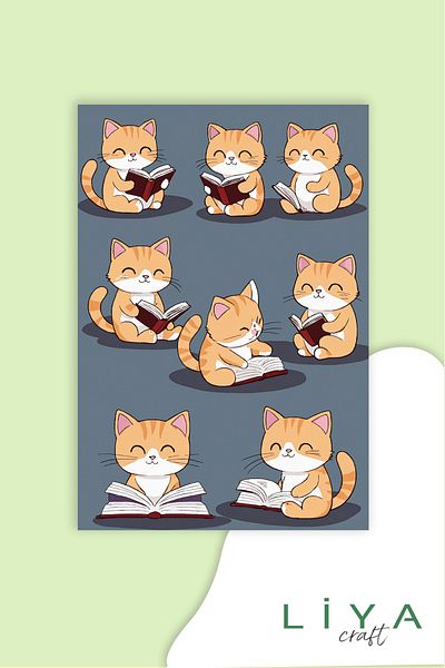 LiyaCraft Set drăguț Vector Cat Planner Agenda potrivit pentru Jurnal Bullets
