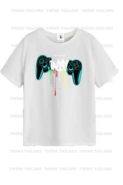 twins tailors Game Console Printed 2 Shorts Summer Children's Set with 1 T-shirt