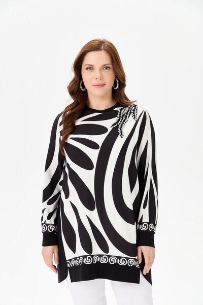 FUAT GÜRSEN Μεγάλο μέγεθος Fuat Gürşen Stone Λεπτομερές τουνίκ