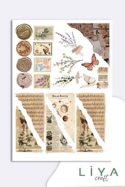LiyaCraft Vintage Sticker Planner Ajanda Bullet Journal Için Uygun Set