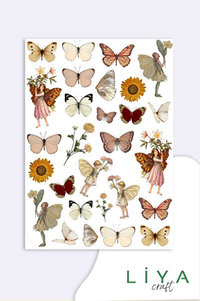 LiyaCraft Butterfly Sticker Planner Ajanda Bullet Journal Için Uygun Set
