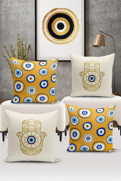 Bertille Home Двосторонній цифровий друк серії Evil Eye Набір чохлів для подушок з 4-х частин Evil Eye Cushion Cover