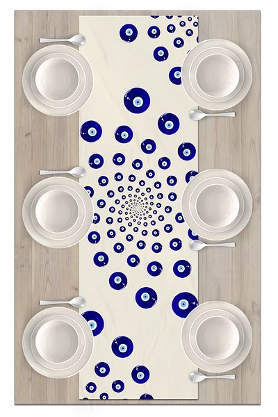 Bertille Home Nazar Series 140x40 Cm Digital Print Runner (Evil Eye)