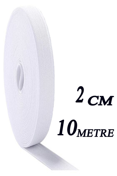 Kent Pazarı 2 Cm 10 M Beyaz Dar Dokuma Bel Paça Don Lastiği Yassı Geniş Lasti...