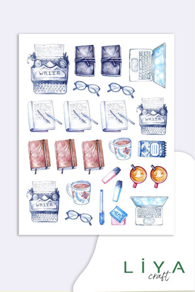 LiyaCraft Blue Temalı Sticker Planner Ajanda Bullet Journal Için Uygun Set