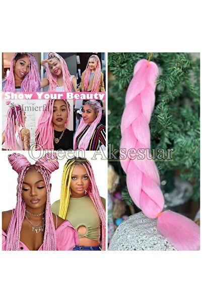 Queen Nelly Trend Afrika Brezilya karnaval rafta örgüsü Jumbo şeker pembe örg...