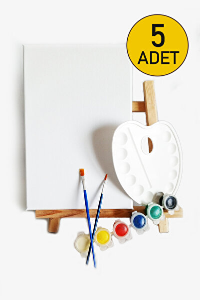 lilafil 5 ADET x Amatör Ressam Seti - 20 x 30 cm Tuval, Şövale, Boya + Fırça ...