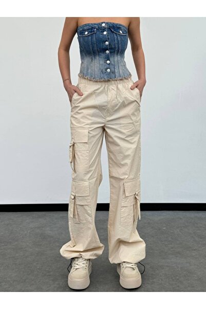 Rabury Butik Джинсовий синьо-білий кроп-топ