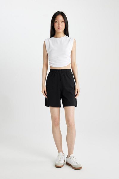 DeFacto Slim Fit Slim Fit Crew Neck Basic απλό αμάνικο λευκό μπλουζάκι A9420ax24sp