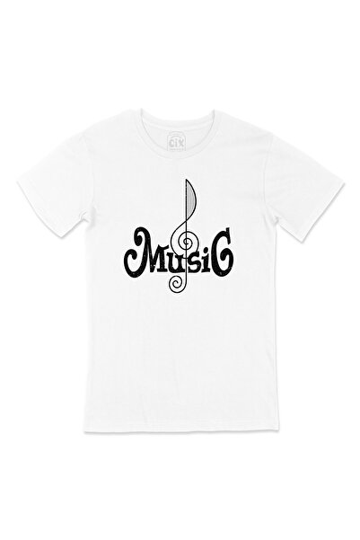 Cix Muzička nota, džepni logo, dizajnirana bela majica