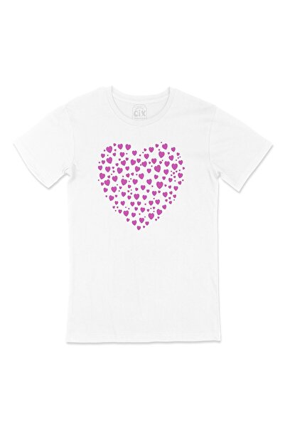 Cix Dizajn logotipa Purple Hearts na bijeloj majici