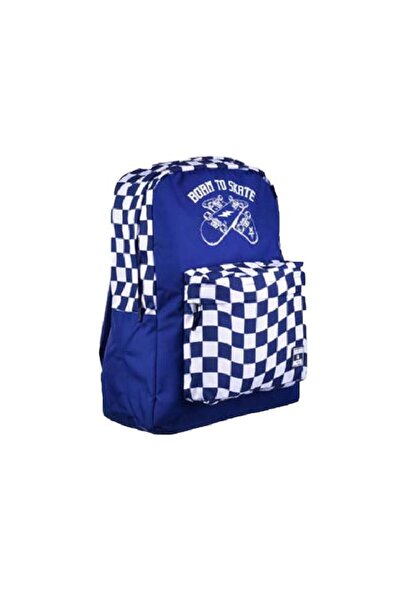 Bear & Deer Navy Blue Checkered Single Compartment Chess Backpack - Bd-Cn0196