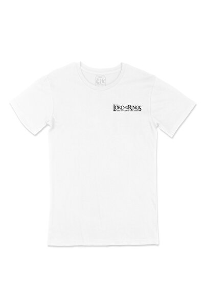 Cix تي شيرت أبيض بتصميم شعار الجيب الأسود لورد الأطواق العودة