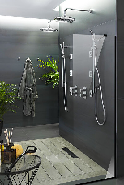 Decorita Cam Duşakabin Seperatör - Sabit Panel | Saydam Cam | Siyah Profil | ...