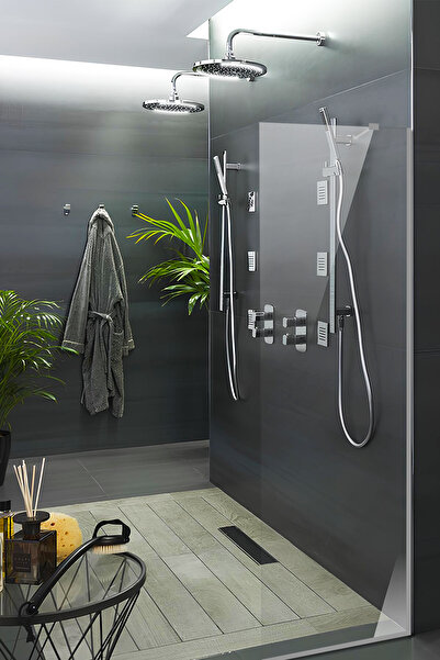 Decorita Cam Duşakabin Seperatör - Sabit Panel | Saydam Cam | Metalik Parlak Profil | 55cm x 190cm