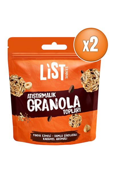 List Snacks Fındık Ezmeli Karamel Aromalı Granola Topları 2 x 30 g