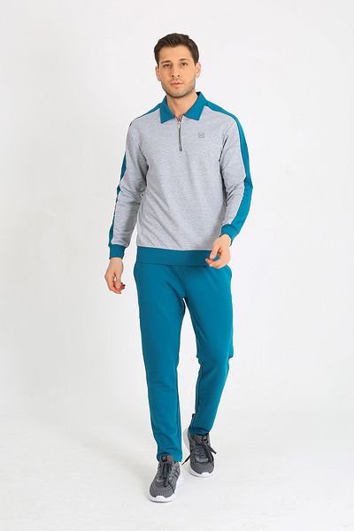 LACİVERTMEN 7070 Regular Fit - Half Zippered Double Color Matching Men's Set