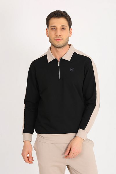 LACİVERTMEN 7070 Regular Fit - Half Zippered Double Color Matching Men's Set