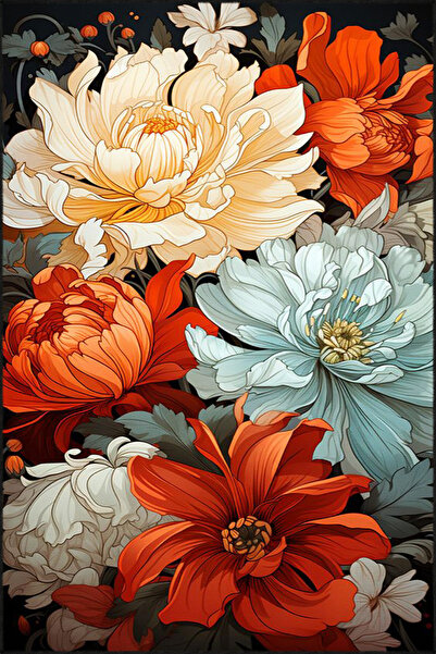 Rugs Modern Halı Çiçek Renkli Modern Desenli Yıkanabilir Halı miravip8227