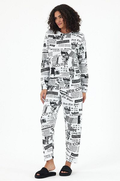 Ceylen Set pijamale de damă cu mâneci lungi imprimate