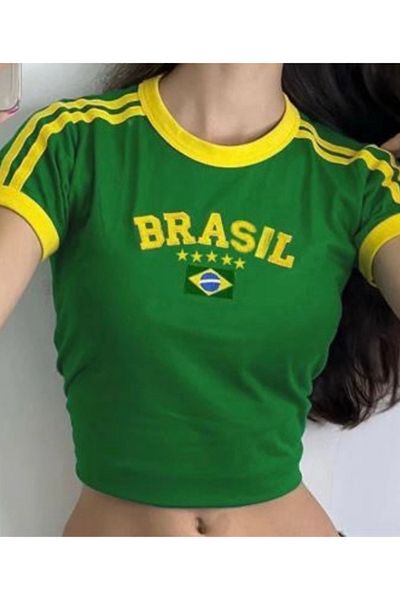 Köstebek Retro Vintage Brasil Crop T-Shirt
