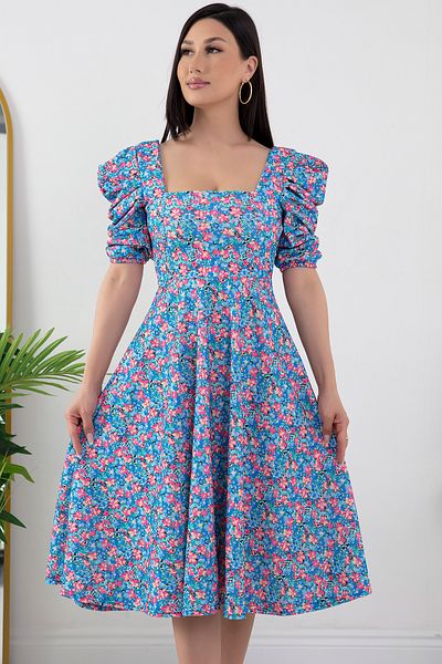 PULLIMM Rochie cu maneci plisate si imprimeu floral - 924-2965