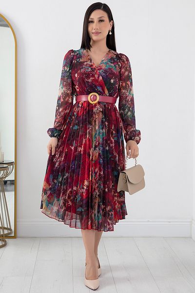 PULLIMM Rochie din șifon cu două piepte cu centură - GRS3286