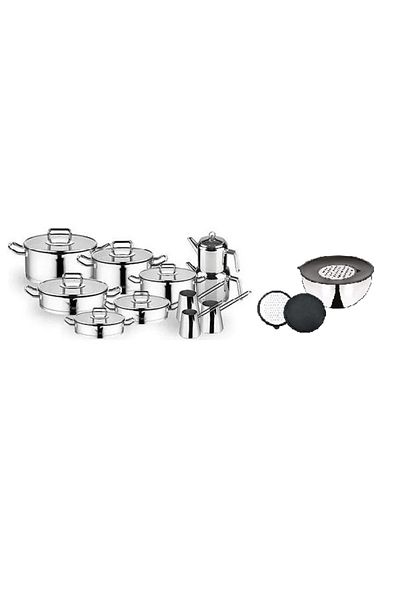 Aryıldız Vento 20-Piece Cookware Set - 5-Piece Mixing Bowl with Grater