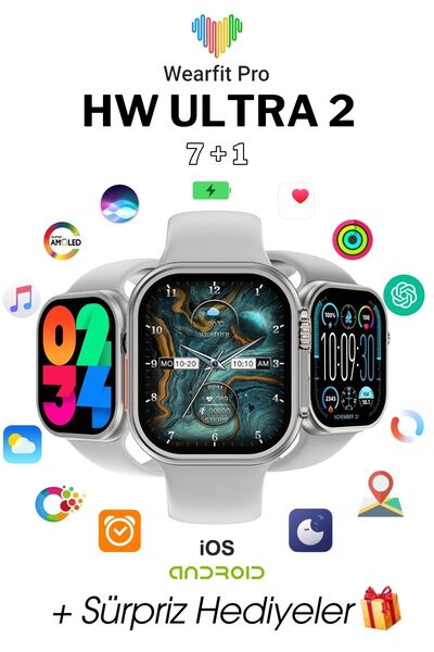 Wearfitpro WEARFİT HW ULTRA 2 7 KORDONLU  Akıllı Kol Saati Smart Watch Model:...