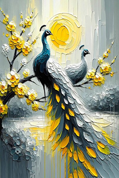 Aden tavuskuşu dekoratif kanvas tablo