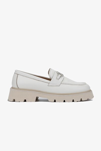 Valmenti Nicola Kadın Bej Hakiki Deri Loafer Ayakkabı