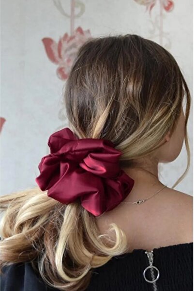 Atılgan Grp Lüx İpek Saten Kumaş XXL Scrunchie Toka, En  Büyük Boy Simit Toka...