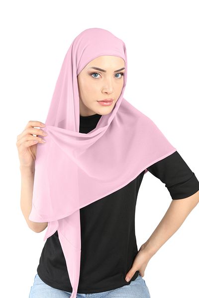 Ecardin Bonnet Chiffon Fabric Ready Οβάλ Κασκόλ - St 103 Powder
