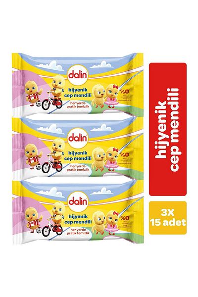 Dalin Hygienic Wet Pocket Handkerchief 15 Pieces x 3