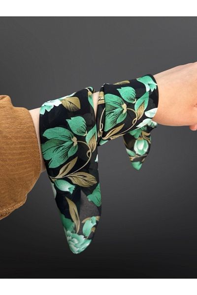 MAZEN Patterned Chiffon Scarf 45X45 Hair, Bag, Wrist, Neck Accessory