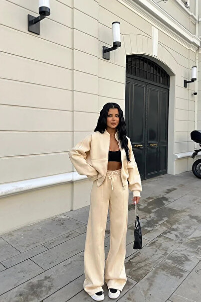 Genel Markalar Kadın Kışlık Alt Üst Eşofman Takımı Nb0022 - Bej