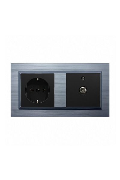 OVİVO Ovivo Quantum Silver 2-Piece Set Grounded Socket and F Connector Satellite Socket Set