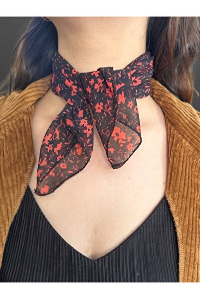 MAZEN Patterned Chiffon Scarf 45X45 Hair, Bag, Wrist, Neck Accessory