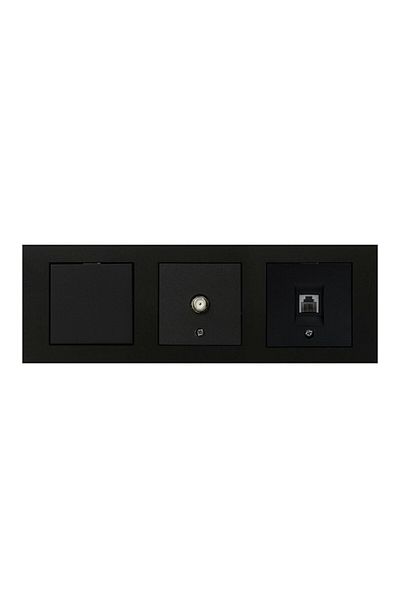 OVİVO Ovivo Grano Black Set of 3 Switch, F Connector and Numeris Cat3 Telephone Socket Set